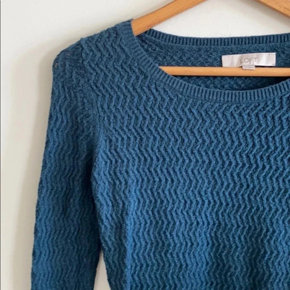 LOFT Teal Cotton Textured Sweater Dress - Picture 4 of 8